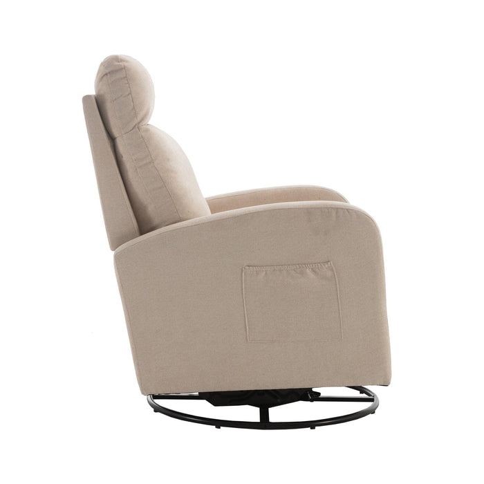 JiaDa Upholstered Swivel Glider.Rocking Chair for Nursery in Beige.Modern Style One Left Bag