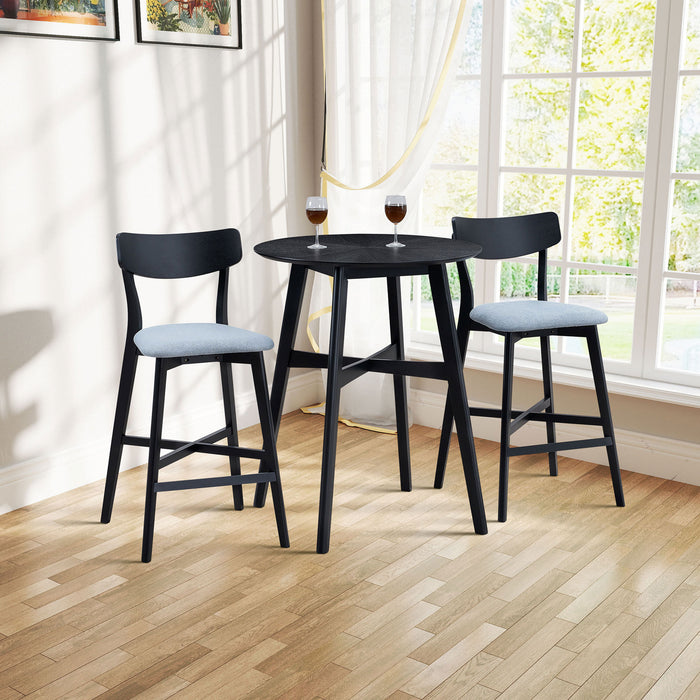 Wooden Bar Chairs Set of 2, Modern Soft Upholstered Kitchen Island Chairs, Counter Height Stool with Backrest,Wooden Frame Chairs with Footrest for Pub,Living Room,Restaurant,Black - DTYStore