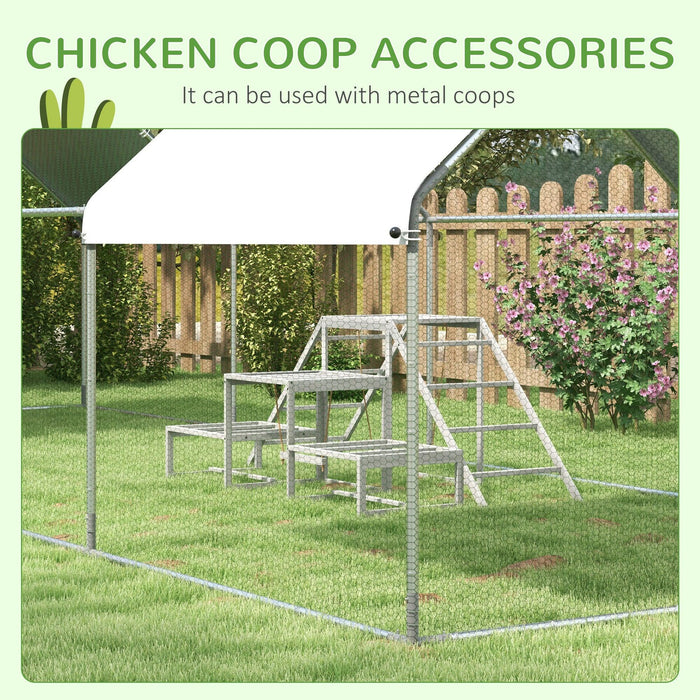 Chicken Toys for Coop, Chicken Swing Set, Chicken Coop Accessories for Poultry Run with Perches, Wood Stand, Ladder, Platforms, for 10-15 Chickens, Gray