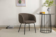 039-Set of 1 Boucle Fabric Dining Chair With Black Metal Legs,Dark Brown - DTYStore