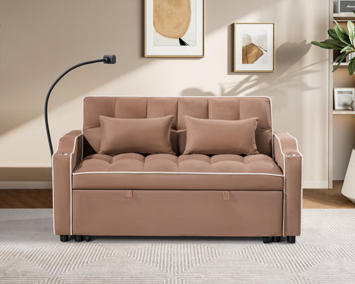 1 versatile foldable sofa bed in 3 lengths, modern sofa sofa sofa suede pull-out bed, adjustable back and with USB port and ashtray and swivel phone stand - DTYStore