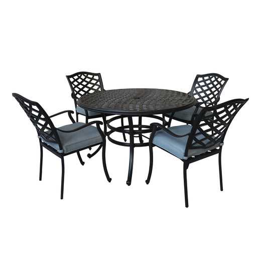 Aluminum 5-Piece Round Dining Set With 4 Arm Chairs, Light Blue - DTYStore