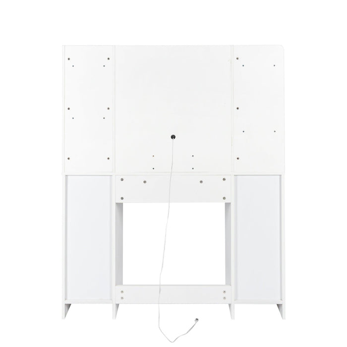 Vanity Desk with Mirror and Lights Makeup Desk with Drawers and Cabinet Vanity Table with Led Light Big Makeup Table