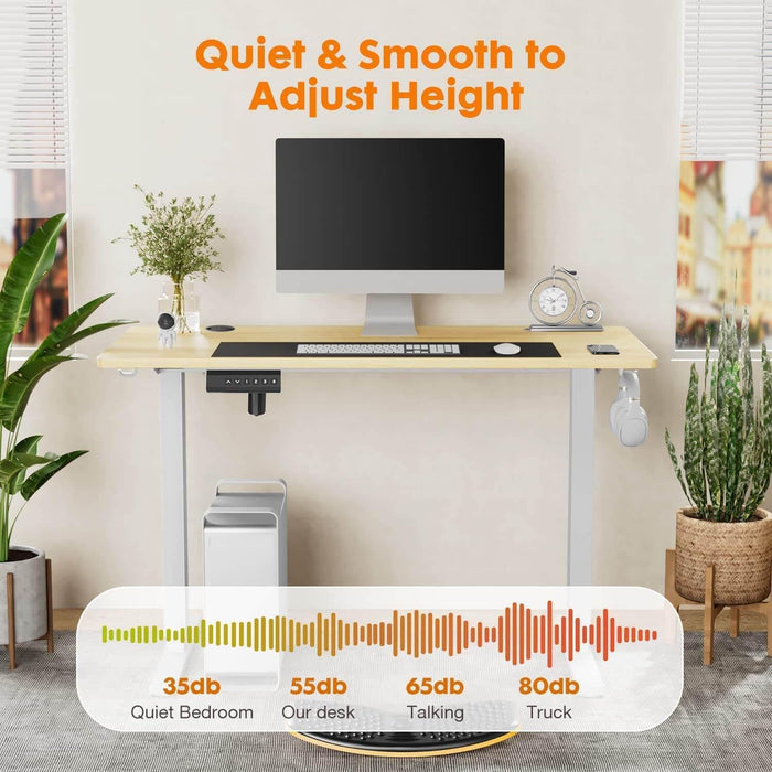 Electric Height Adjustable Standing Desk,Sit to Stand Ergonomic Computer Desk,Yellow,55'' x 24" - DTYStore