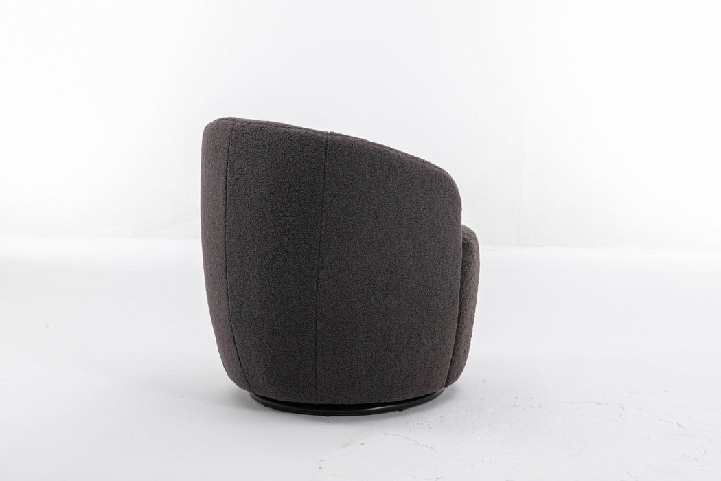 Teddy Fabric Swivel Accent Armchair Barrel Chair With Black Powder Coating Metal Ring,Dark Gray