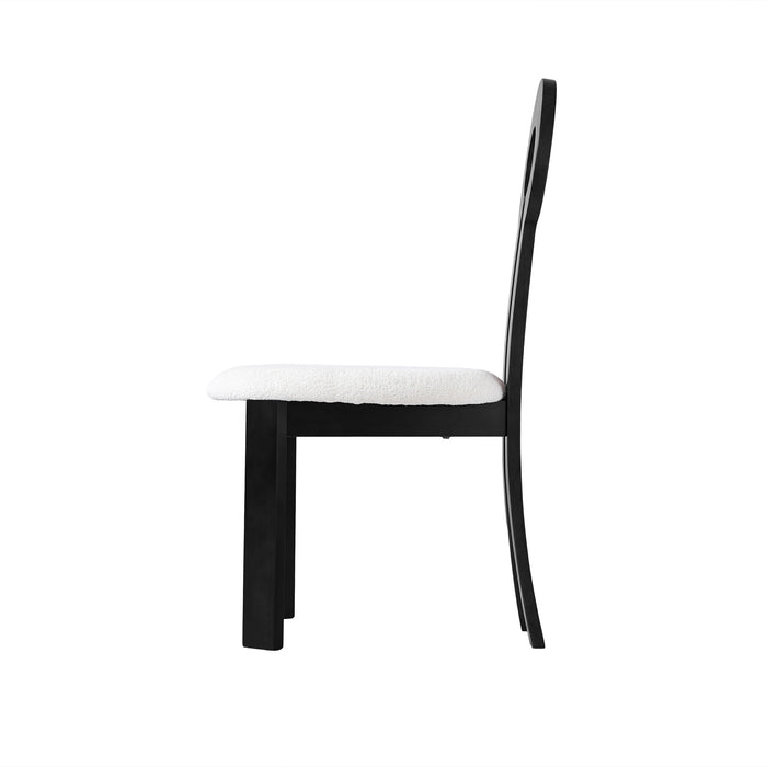Vintage Rubber Solid Wood Dining Chair, Sheep Plush Dining Chair, Armless Dining Chair, Suitable For Small Home Dressing Room Model Room, Black(Set Of 2) - DTYStore