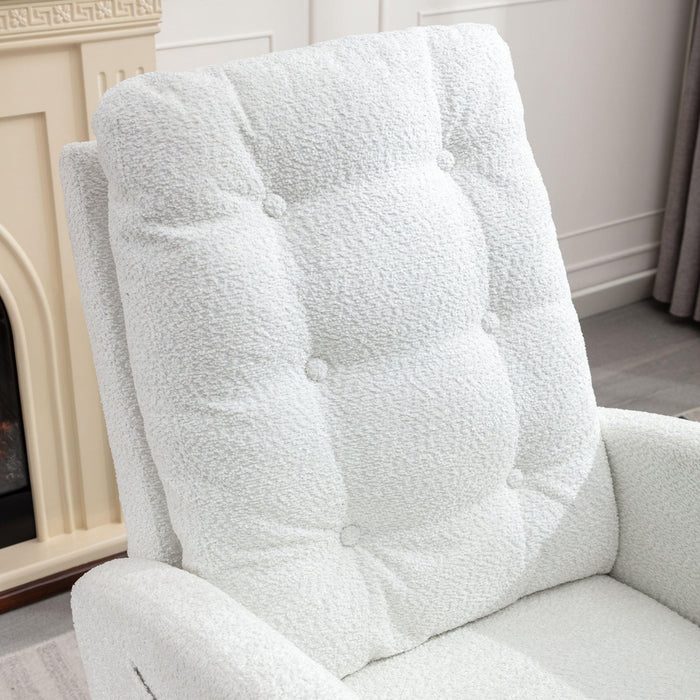Accent Rocking Chair with Footrest High Back Rubber Wood Rocking Legs Bedroom Living Space 26.77D X 38.36W X 39.76H Inch - DTYStore