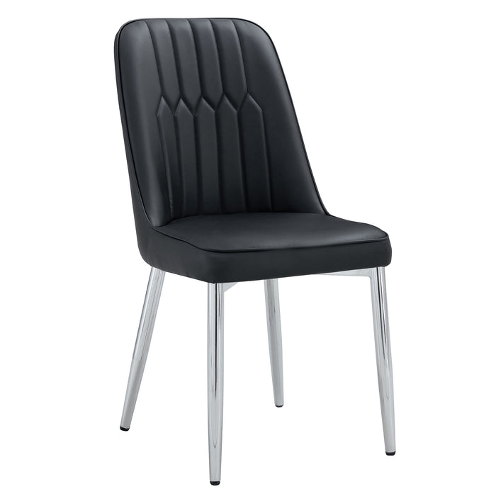 2 modern dining chairs, smooth PU leather backrest and silver-toned metal legs for a comfortable home experience for kitchens, bedrooms and offices. - DTYStore
