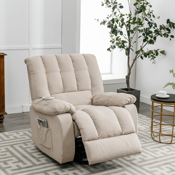 Massage Recliner Chair Electric Power Lift Recliner Chairs with Heat, Vibration, Side Pocket for Living Room Bedroom, Beige