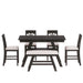 6-Piece Wood Counter Height Dining Table Set with Storage Shelf, Rustic Style, Kitchen Table Set with Bench and 4 Chairs