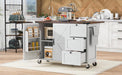 54.5" Farmhouse Kitchen Island with Power Outlet, Kitchen Storage Island with Internal Storage Rack, Drop Leaf, Spice Rack, Rolling Kitchen Cart on Wheels, for Home, Kitchen and Dining Room,White - DTYStore