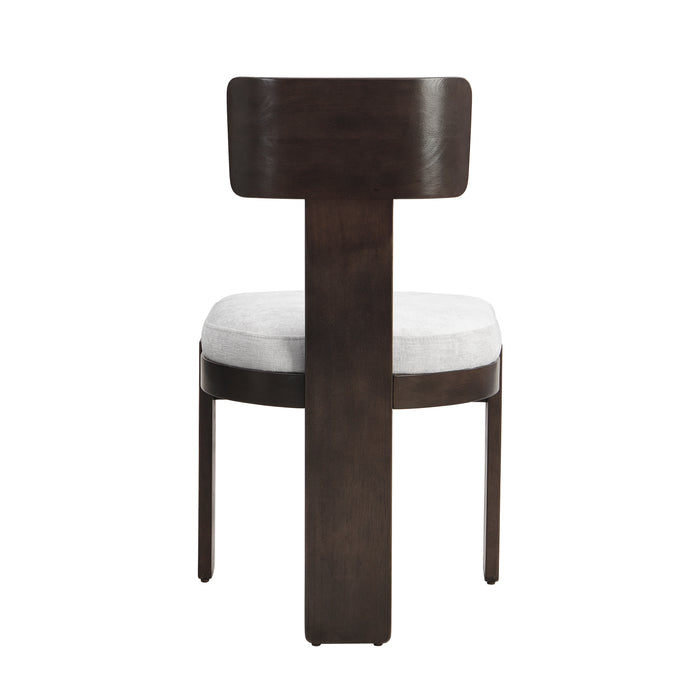 Upholstered Dining Chairs Set of 2, Fabric Side Chairs with Gray Seating Dark Brown Solid Rubber Wood Legs, 330 LBS Weight Capacity - DTYStore