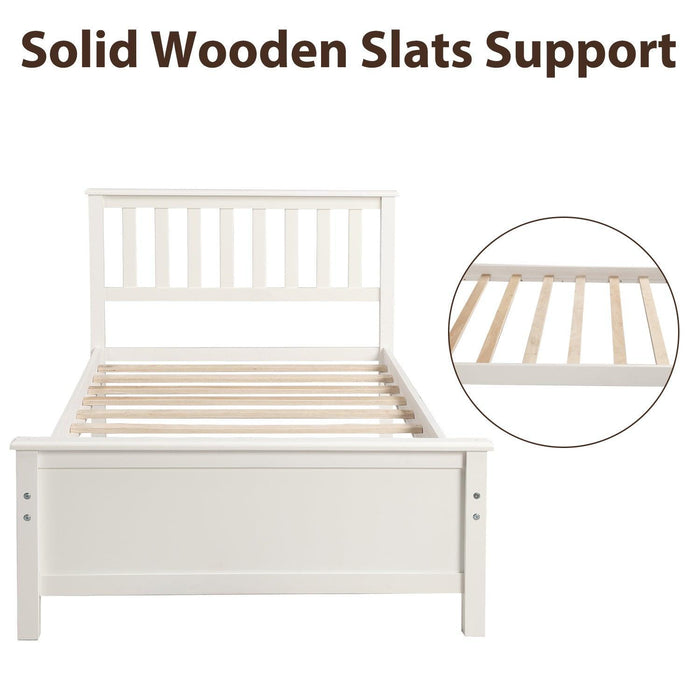 Wood Platform Bed with Headboard, Footboard and Wood Slat Support