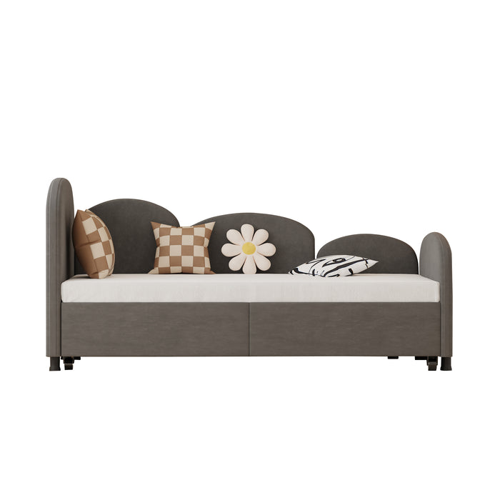 Twin Size Twin Size Bed frames With An Another Bed frame, Velvet Upholstered Daybed, Modern Sofa Bed Daybed Frame for Bedroom Living Room, Suitable for Living Room, Kids Room, Bedroom (Ddry Gray) - DTYStore