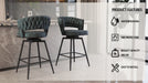 26' Bar Chair Suede Woven Bar Stool Set of 2,Black legs Barstools No Adjustable Kitchen Island Chairs,360 Swivel Bar Stools Upholstered Bar Chair Counter Stool Arm Chairs with Back Footrest (Blue) - DTYStore