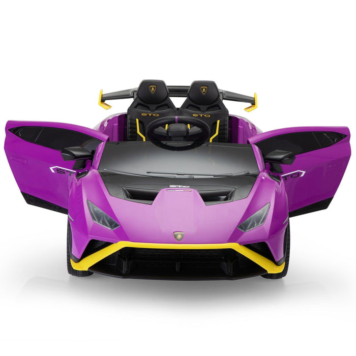 12V Battery Powered Ride On Car for Kids, Licensed Lamborghini, Remote Control Toy Vehicle with Music Player and LED Light