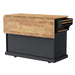 54inch Large Kitchen Island with Rubber Wood Drop Leaf, Embossed Texture Rolling Kitchen Cart on 4 Wheels with 4 Doors and 3 Drawers, Kitchen Island with Storage for Kitchen, Dining Room,Black - DTYStore