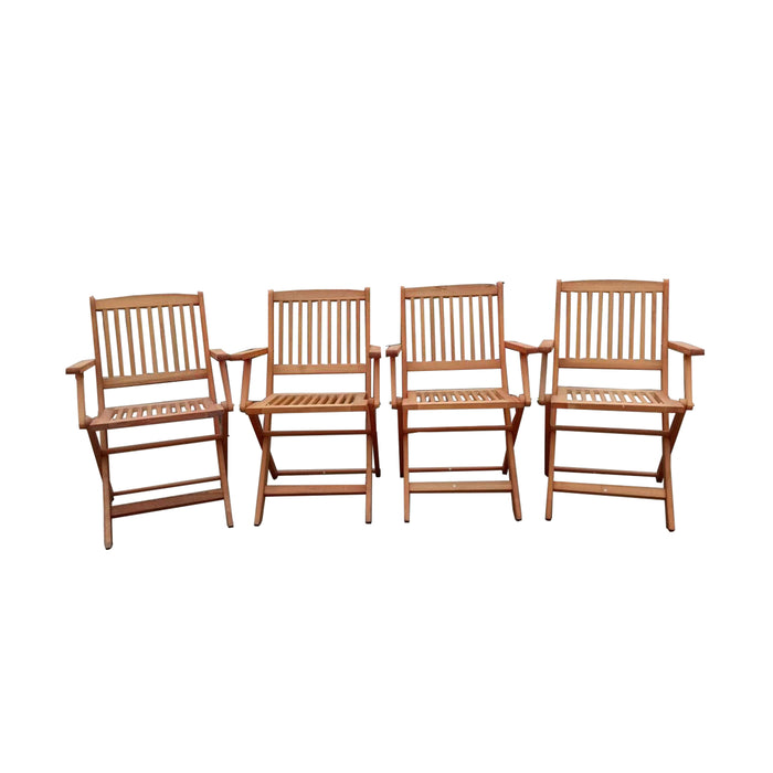 Foldable Patio Dining Set, 4 Folding Chairs, Indoor and outdoor universal, Teak - DTYStore