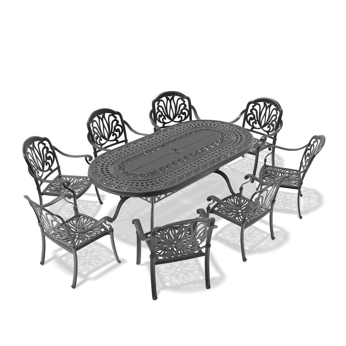 (Cushions In Random Colors)9-Piece Set Of Cast Aluminum Patio Furniture With Cushions - DTYStore