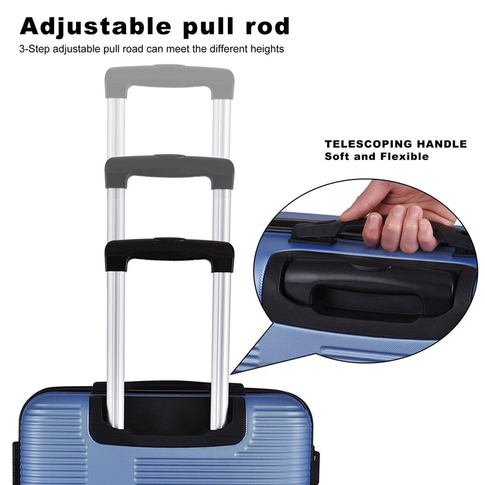 3 Piece Lightweight Luggage Set with TSA Lock, Durable Spinner Wheels and Hooks, Cross Striped