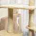 53" Plush Sturdy Interactive Cat Condo Tower Scratching Post Activity Tree House - Beige