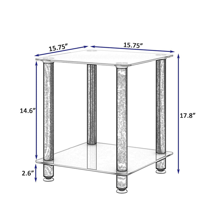 Modern 2-Tier Side Table with Storage Shelf, Sofa Table, and Night Stand