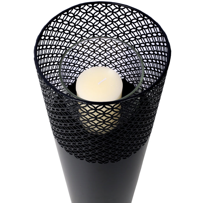 Lantern Column, Set of 2, Decorative Column for Garden in Industrial Design, Lantern for Outdoor and Indoor, Lantern Including Candles, Oriental, 37 1/2+ 29 1/2 in - DTYStore