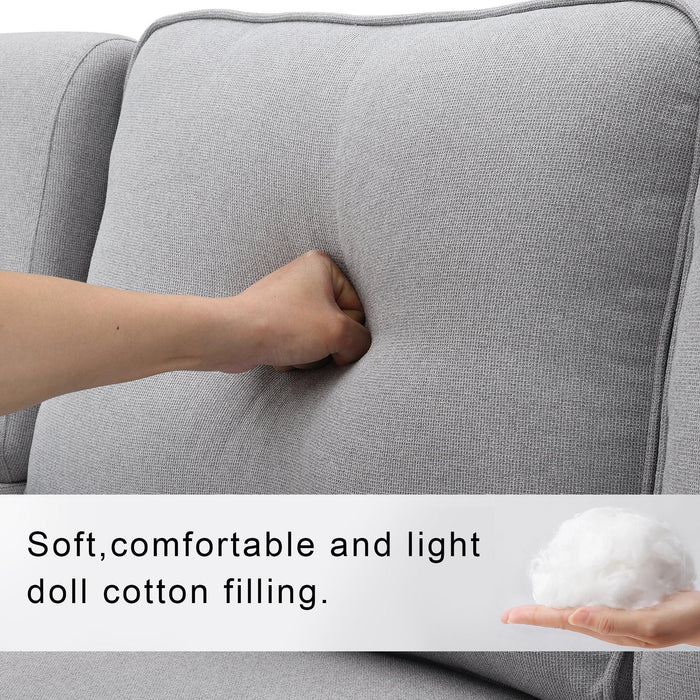 Modern Linen Fabric Sofa with Armrest Pockets and Pillows, Minimalist Style Couch