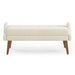 Modern Living Room Bench, made of looped yarn fabric, with soft cushion, irregular geometric armrests, and rubber wooden legs, suitable for living rooms, bedrooms, and entrances--beige