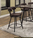 Metal Base 24-inch Counter Height Chairs Set of 2pc Brown Seat 360-degree Swivel Faux Leather Upholstered Dining Room Furniture - DTYStore