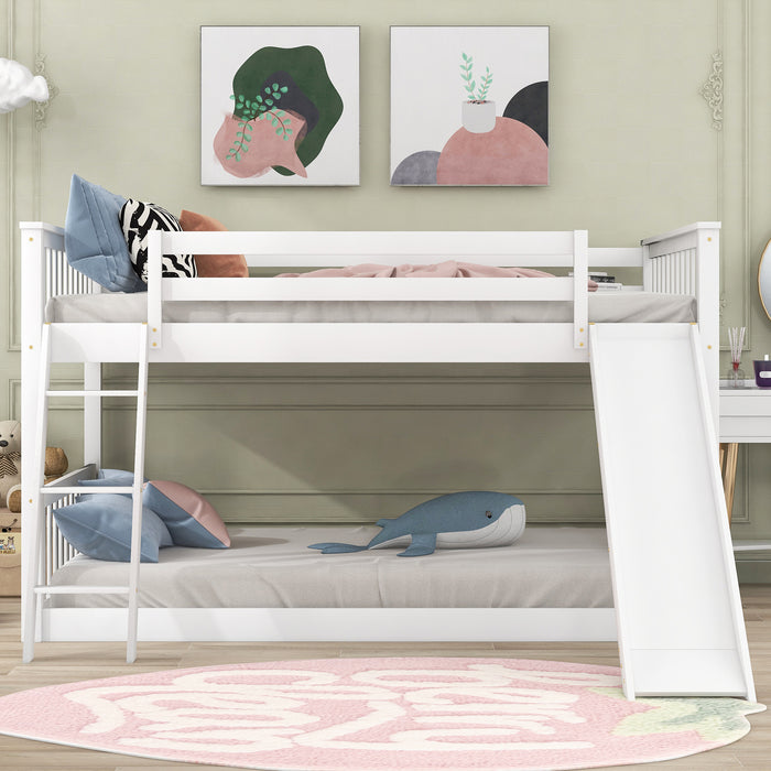 Full over Full Bunk Bed with Convertible Slide and Ladder, White(Old SKU: GX000708AAK) - DTYStore