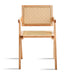 2 dining chairs, natural color, rubber wood rattan weaving technology, armrest solid wood dining chair, living room chair, simple and natural - DTYStore