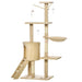 53" Plush Sturdy Interactive Cat Condo Tower Scratching Post Activity Tree House - Beige