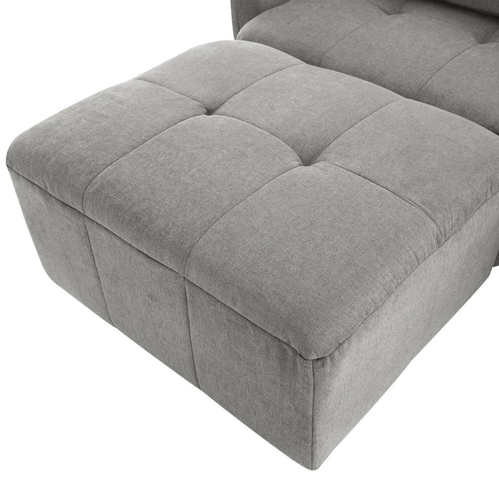 113.3" Convertible Sectional Sofa Couch 3-Seat L-Shaped with Movable Ottoman and USB