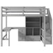 Full Size Loft Bed with L-Shaped Desk and Drawers, Cabinet and Storage Staircase, Gray - DTYStore