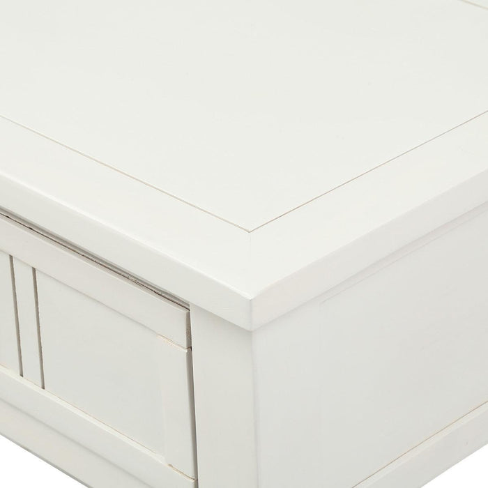 TREXM Daisy Series Console Table Traditional Design with Two Drawers and Bottom Shelf (Ivory White)