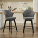 008-Wing Back Swivel Bar Stools Set of 2 - 25' Counter Height Adjustable Stools with Solid Wood Legs & Chenille Upholstery, Leveling Feet for Kitchen Island, Home Pub or Dining Room, Dark Grey - DTYStore