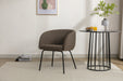 039-Set of 1 Boucle Fabric Dining Chair With Black Metal Legs,Dark Brown - DTYStore