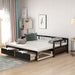 Wooden Daybed with Trundle Bed and Two Storage Drawers , Extendable Bed Daybed,Sofa Bed for Bedroom Living Room,Espresso - DTYStore