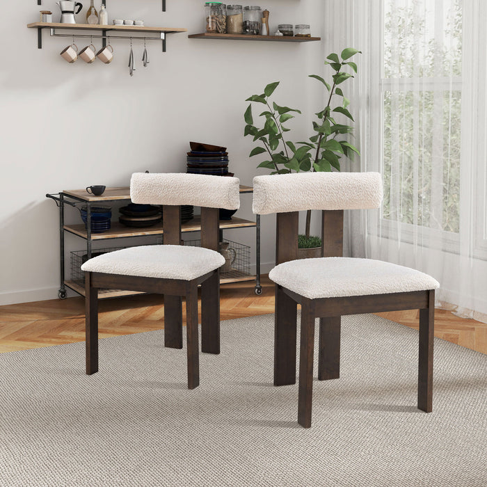 Wooden Dining Chairs Set of 2, Modern Boucle Upholstered Kitchen Side Chairs,Mid Century Modern Kitchen Chairs with Open Back Farmhouse Wooden Side Chairs for Dining Room,Living Room,Restaurant - DTYStore