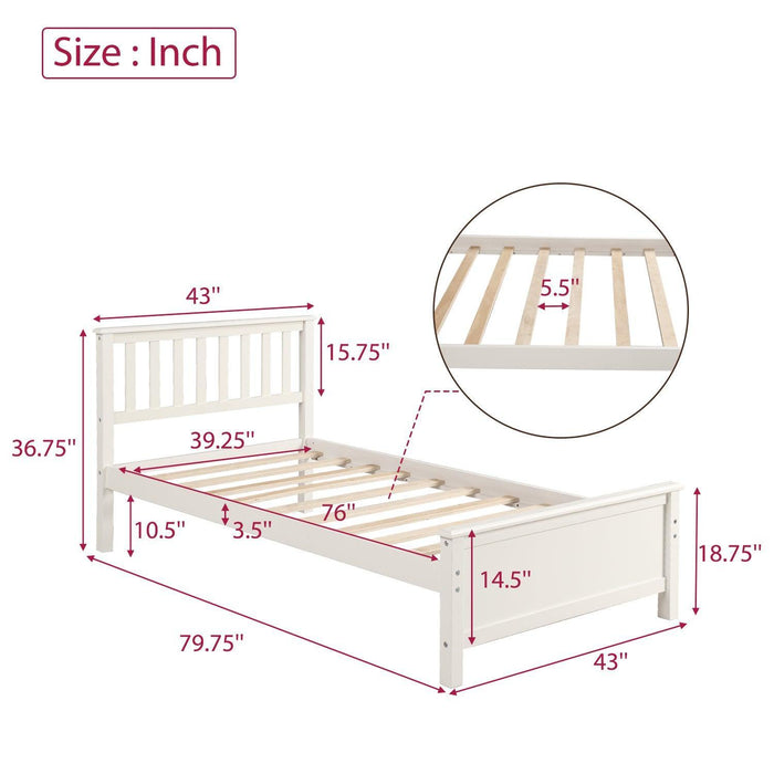 Wood Platform Bed with Headboard, Footboard and Wood Slat Support