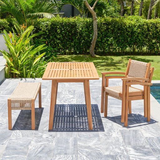 Mauricio 4-Piece Acacia Wood Dining Set with Stacking Chair - DTYStore