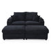 Loveseat with Ottomans,Corduroy Fabric Modular Sectional Sofa,Comfy Deep Plush Couch with Ottomans and Two Pillows,for Small Spaces, Living Room,Bedroom, Office, 5 Colors,Black