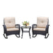 3 Pieces Conversation Set, Outdoor Wicker Rocker Patio Bistro Set, Rocking Chair with Glass Top Side Table - DTYStore