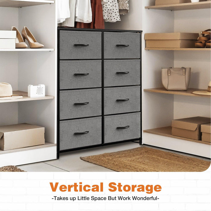 Dresser for Bedroom with 8 Drawers Tall Dresser & Chest of Drawers Fabric Dresser with Wood Top and Sturdy Steel Frame - DTYStore