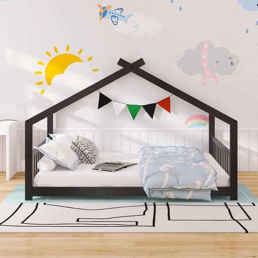 Full Size House Bed Wood Bed, Espresso(OLD SKU:WF282522AAP) - DTYStore