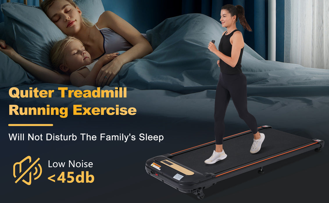 Wood Grain Decoration Walking Pad Under Desk Treadmill for Home Office -2.5HP Walking Treadmill With Incline 0.5-4MPH 300LBS Capacity Treadmill for Walking Running - Remote Control - DTYStore