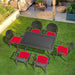 (Cushions In Random Colors)7-Piece Set Of Cast Aluminum Patio Furniture With Cushions - DTYStore