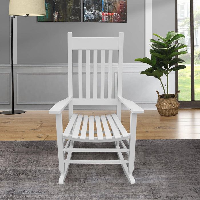 Wooden Porch Rocker Chair - Without Mat White