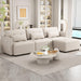 113.3" Convertible Sectional Sofa Couch 3-Seat L-Shaped with Movable Ottoman and USB Beige